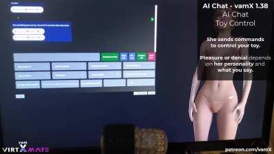 vamX 1.38 - Chat AI controls The Handy, SR6, Lovense Lush, and other sex toys - Also non-AI voice commands for toy control.