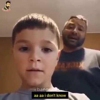 This kid has a best joke to make his father laugh so hard.