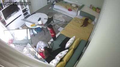 Children and Nanny moments before the huge explosion in Beirut