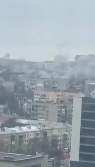 Another Grad barrage into the centre of Kharkiv. These are dumb fired, unguided rockets fired en-masse into one of the densest population centres in Ukraine. You are watching Russia willingly kill civilians in this video.