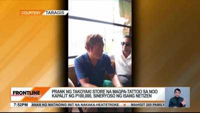 The plot thickens. College educated (marine engineering course) yung nagpa-tattoo sa noo ng Taragis logo according to his mother. Actual nanay interview begins at 1:00 mark.