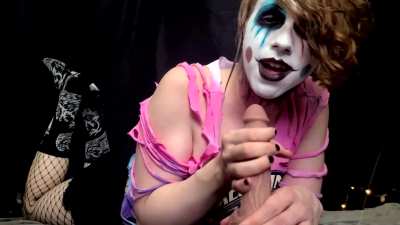 this cute little clown wants to show you how to jerk off!! will you follow her instructions?