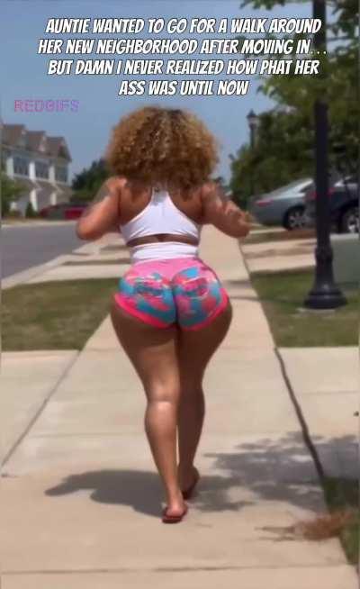 Auntie wanted to go for a walk around the neighborhood 🍑