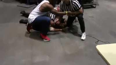 Couple of &quot;funny&quot; pranksters brutally beaten because they thought it would be hilarious to interrupt a wrestling match.