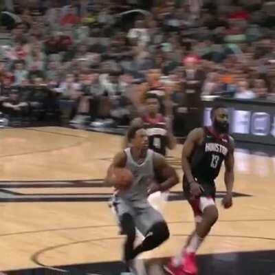 James Harden no look block