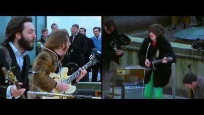 The Beatles performing &quot;Get Back&quot; on the roof of Apple Corps on January 30, 1969