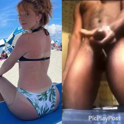 Redhead loves posing for guys at the beach