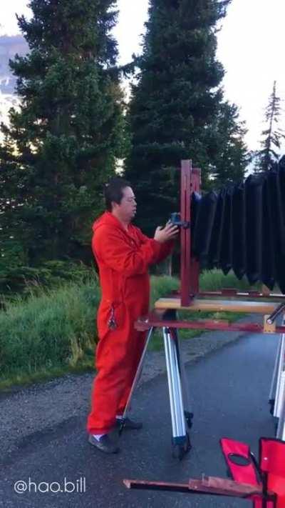 Photos on glass. A historic technique from the mid-19th century known as Wet Plate Collodion Photography. It involves coating a glass plate with a mixture of collodion and chemicals, a bath of silver nitrate, exposing it while still wet, and developing th