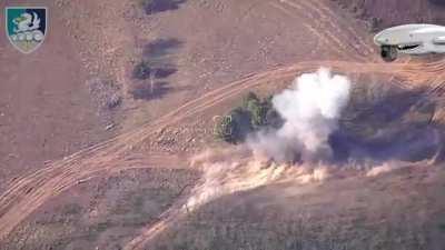 Footage of a HIMARS strike on a Russian Grad MLRS in the Kherson region.