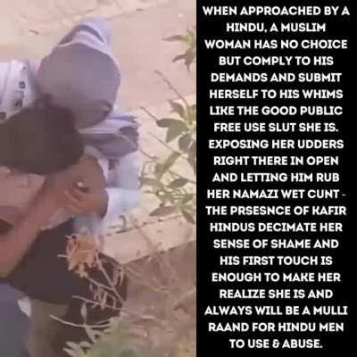 Hindu man grabbing the Mslut right there in open, the Hijabi couldn't help herself but comply to his demands. 😏