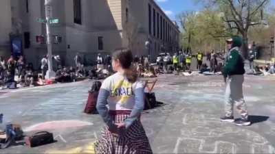 Main Character dies inside when her attention-seeking yelling and disrupting at Yale's student encampment is ignored by all