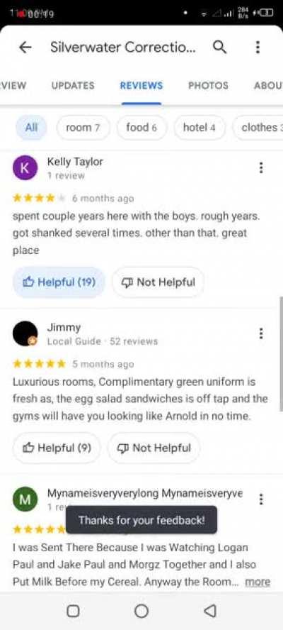 The Google maps reviews on this prison are just a sight to behold 😂