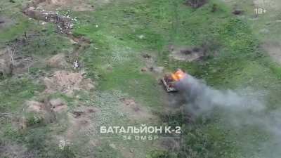 Ukraine's K2 Battalion of the 54th Mechanized Brigade destroy Russian infantry assault group with drones, RPGs and small arms fire. Siversk area, Donetsk