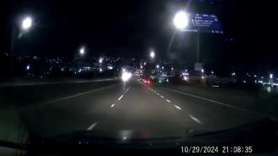 Crash on West Seattle Bridge, 10/29. Same car stopped in early part of video crashes at the end.