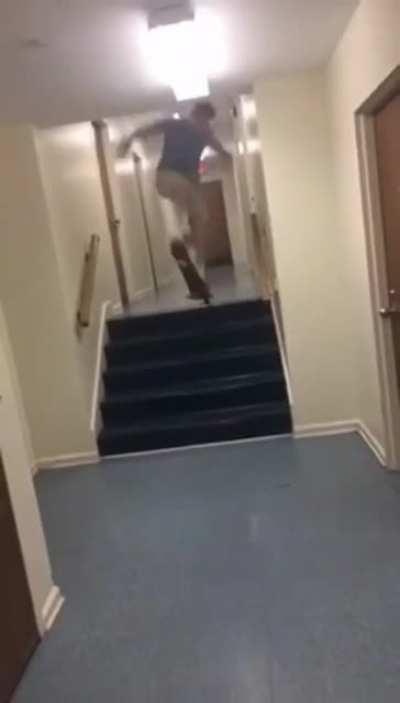 Skateboarding in a hallway WCGW