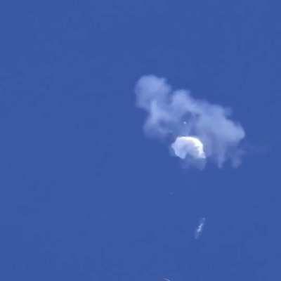 Close-up footage of the shootdown of the Chinese spy balloon