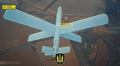 Ukrainian FPV strike drone operators of the &quot;Alfa&quot; special unit of the SBU downed a Russian long-range drone &quot;Izdeliye-51&quot; (&quot;Lancet&quot; variant) with a direct hit at high altitude. Published October 6, 2024.