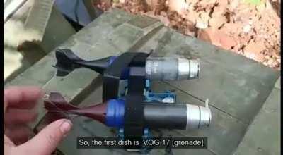 While in the forest alone, a Ukrainian Army drone operator is preparing a special dish for the uninvited guest, the Russian Army.