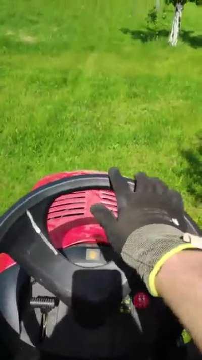 21 year old boomer mowing (warning loud)