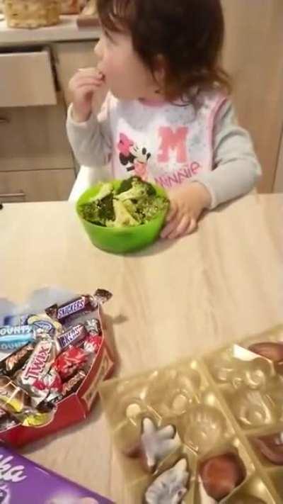 Little girl doesn't want candy