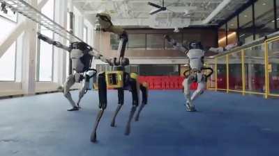 Boston Dynamics machines dancing (mashup)