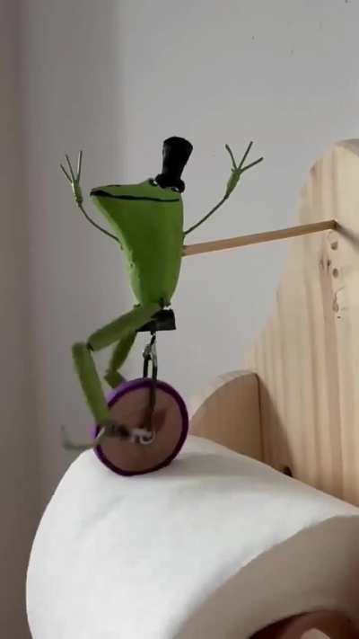 Frog Riding Bicycle Toilet Paper Holder