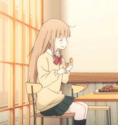 Miyano enjoying a donut [Tanaka-kun is Always Listless]