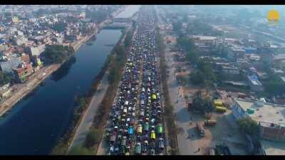 Aerial view of the farmers protest in India. The biggest protest in history is currently going on India and very few people are talking about it. More than 250 million people are currently protesting and the number keeps growing.