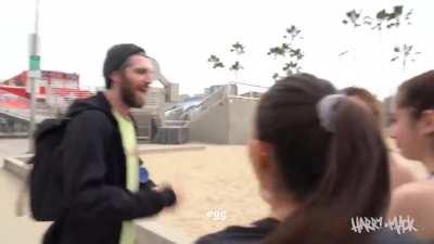 Freestyle rapper goes up to strangers and raps about them