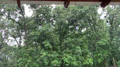 Heavy rain on a metal roof