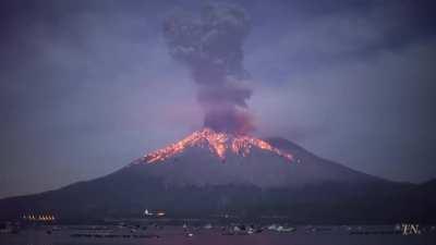 Explosive eruption of Sakurajima on November 12, 2019.