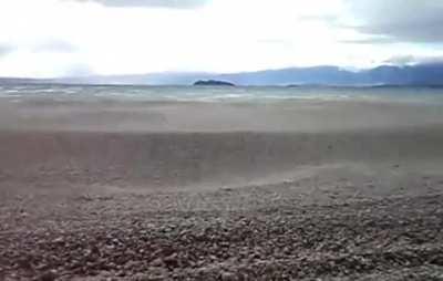 These floating pumice stones from volcanic activity make for an interesting wave effect