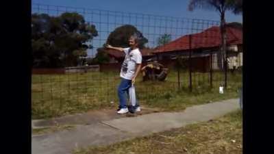 Man has too much to drink and tries to hold onto fence