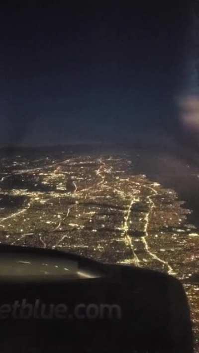 Fireworks on Long Island from a plane