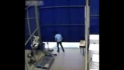 Shipping Door Falls On Worker's Head