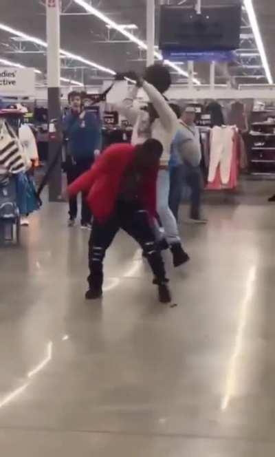 A man in Walmart was wielding a knife and was taken down by customers
