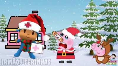 This video contains Peppa gets her nose hurt by a present falling off the sled,also the boo boo song music is awfully familiar.