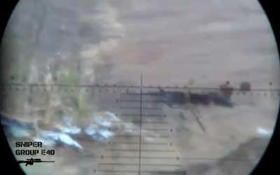 UAF sniper takes shots at 2 Russian soldiers firing RPG's at his position, September 2024