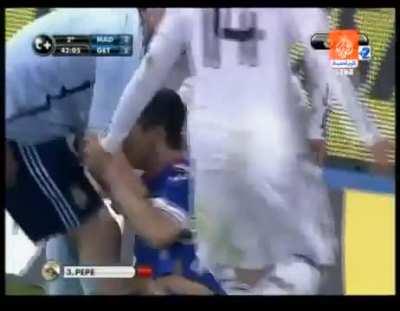 15 years ago today, Pepe brought down Casquero in the penalty box &amp;amp; proceeded to stamp and even kick him twice. As Getafe players protested, Pepe then struck Juan Albin in the face. Pepe received a 10-match ban