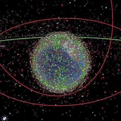 Visualization of all publicly registered satellites in orbit.