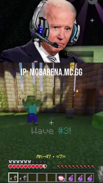 Trump, Biden, and Obama playing Minecraft