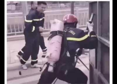 Obstacle course as a part of Vietnam Firefighting training.