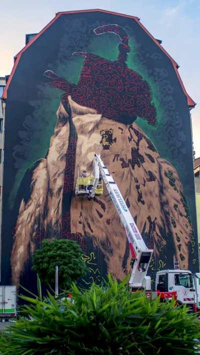 Giant mural painted from to start to finish