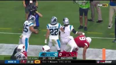 Cam Newton scores a touchdown—and screams 