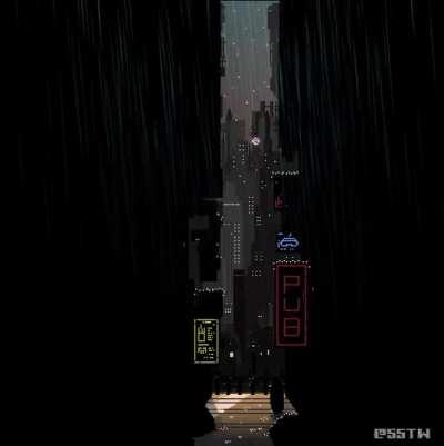 Opening Act I - Backalley [Pixel art + 3D effect on the falling rain]