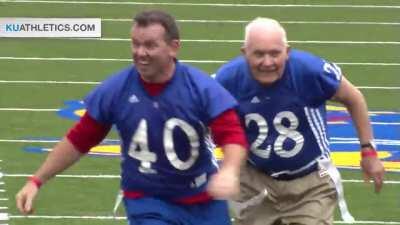 93 year old WWII vet that played football for Kansas University in 1948 got a chance to score a touchdown on that field one last time