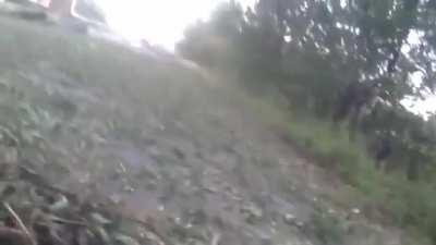 Pro russian separatist film a failed attack on ukraine chekpoint with casualtys on video (2014 donbass conflict)