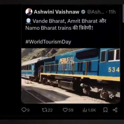 Reel Minister Ashwini Vaishnav posted a reel showing progress of Indian railways and included trains from peru railway in it, what a fraud 