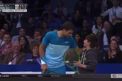 A random young kid winning an impressive point against Roger Federer, one of the world’s best players.