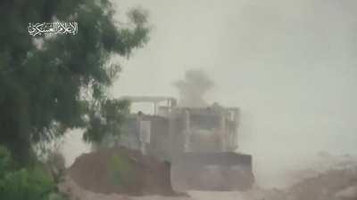 [Day 278] footage shows two Israeli D9 bulldozers being targeted by Hamas using a homemade rocket left over from the IDF